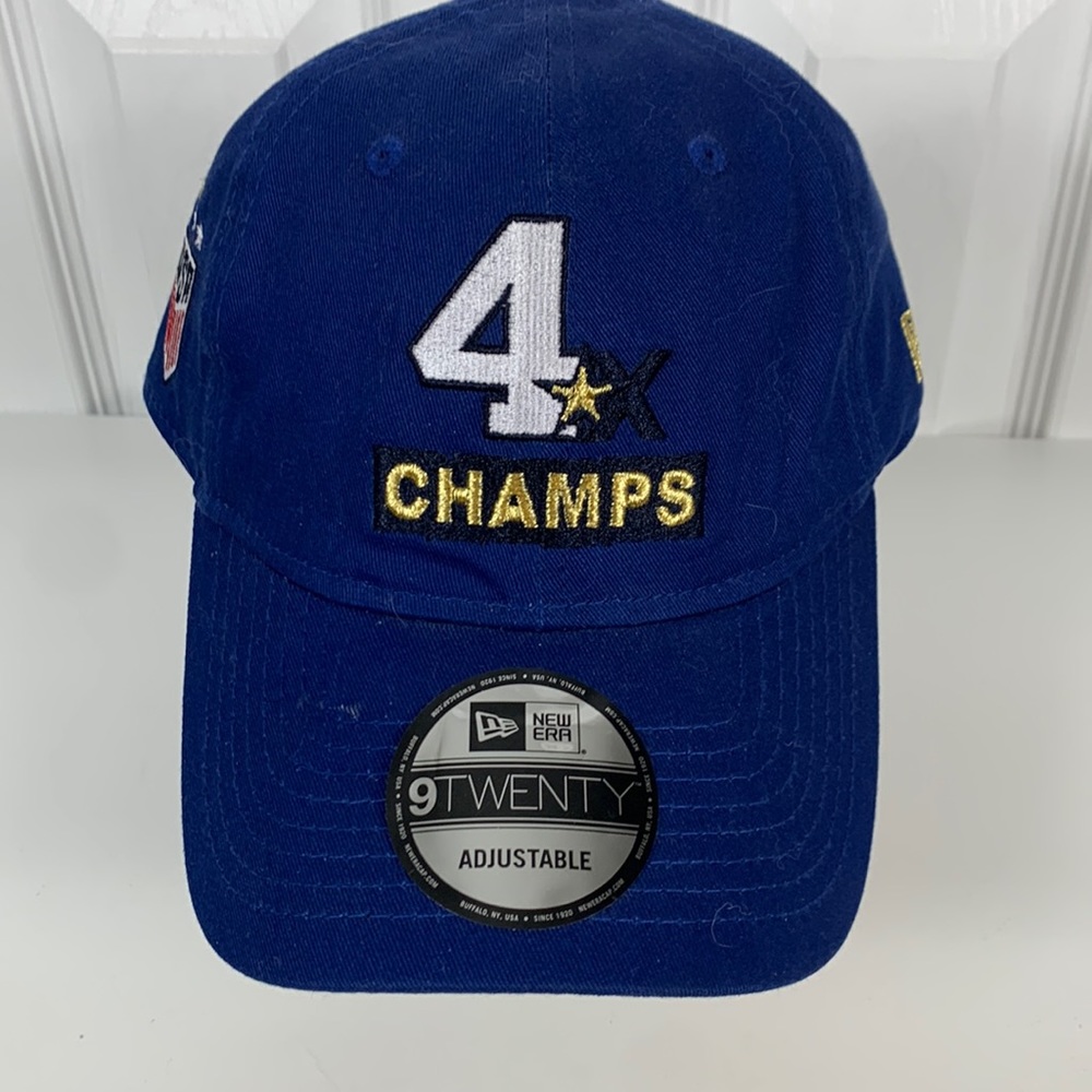 NWT New Era blue 4X Champs USA hat with adjustable strap